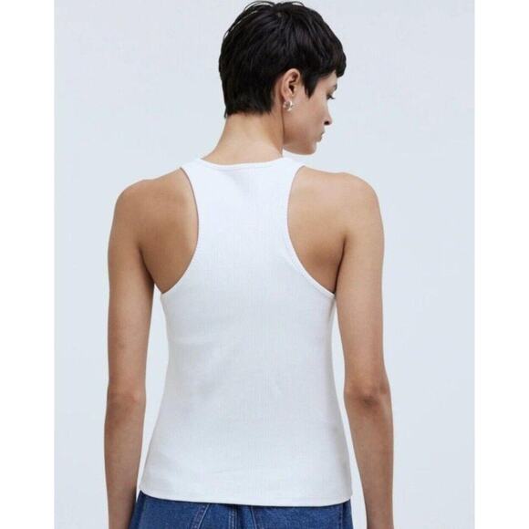 Madewell White Ribbed Tank Top NWT Size Large Minimalist Basic Casual - Picture 2 of 7